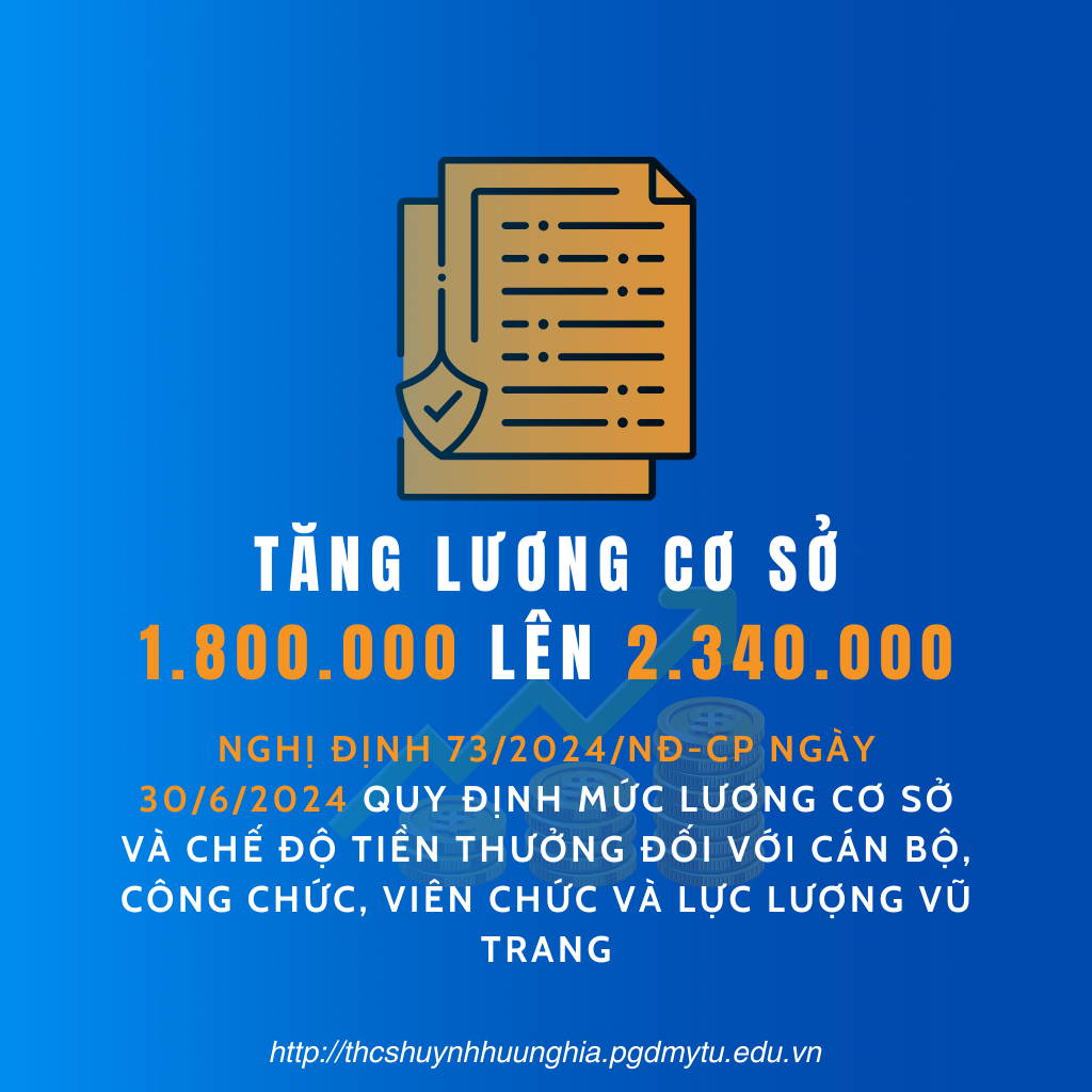 Tăng lương cơ sở từ 1.800.000 lên 2.340.000 theo Nghị định 73/2024/NĐ-CP của Chính phủ về việc quy định mức lương cơ sở và chế độ tiền thưởng